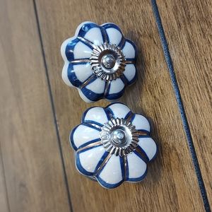 White and blue ceramic drawer pulls knobs - Pier One Imports